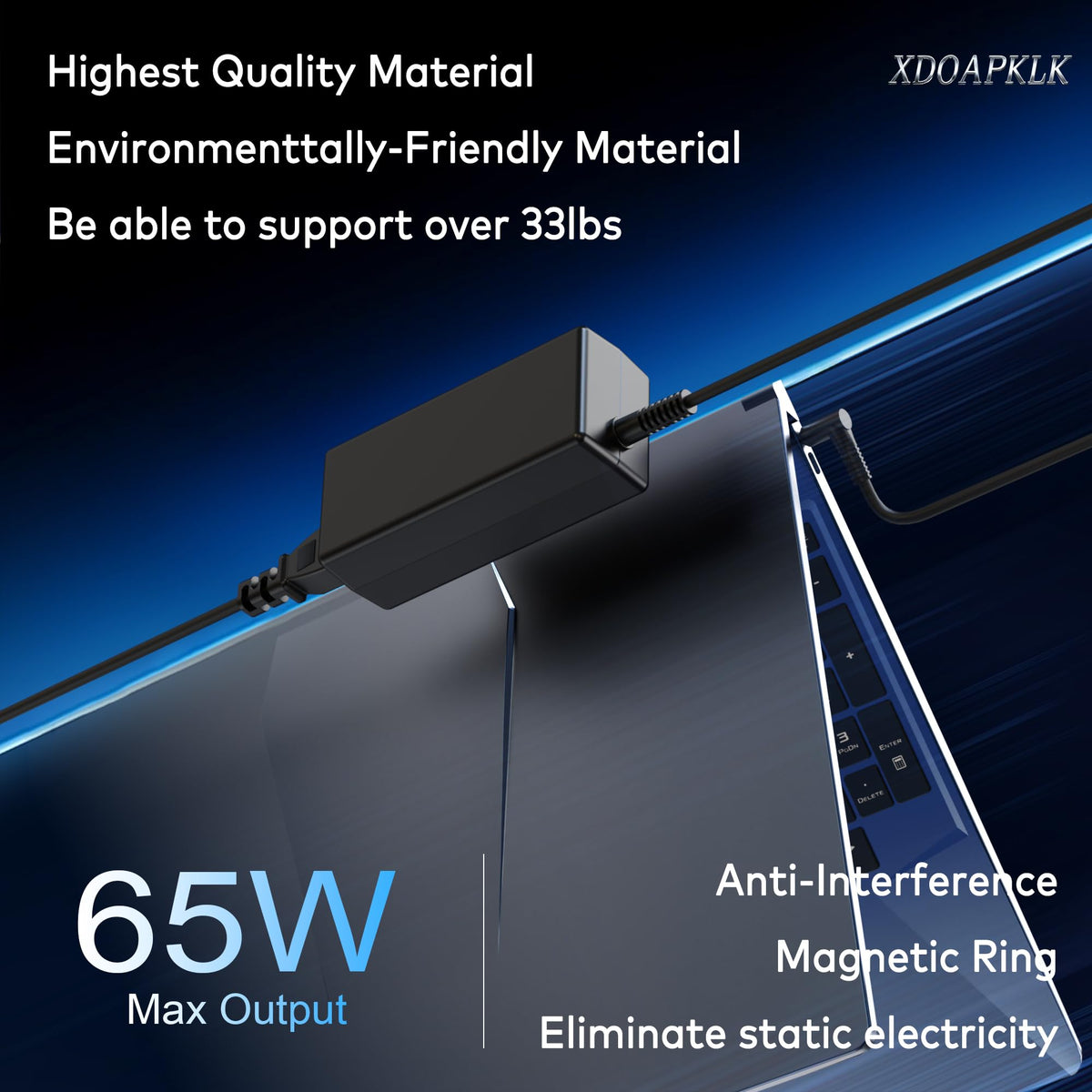 XDOAPKLK blue-tip connector on charger showing quick HP compatibility.
