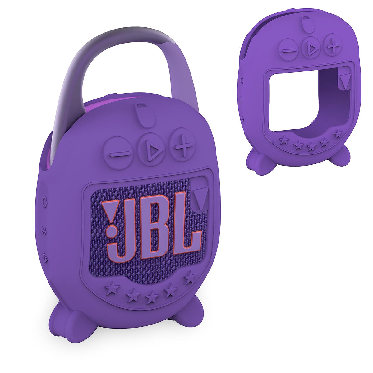 XEGIMOR JBL Clip 5 silicone cover front view in purple enhances grip and protection
