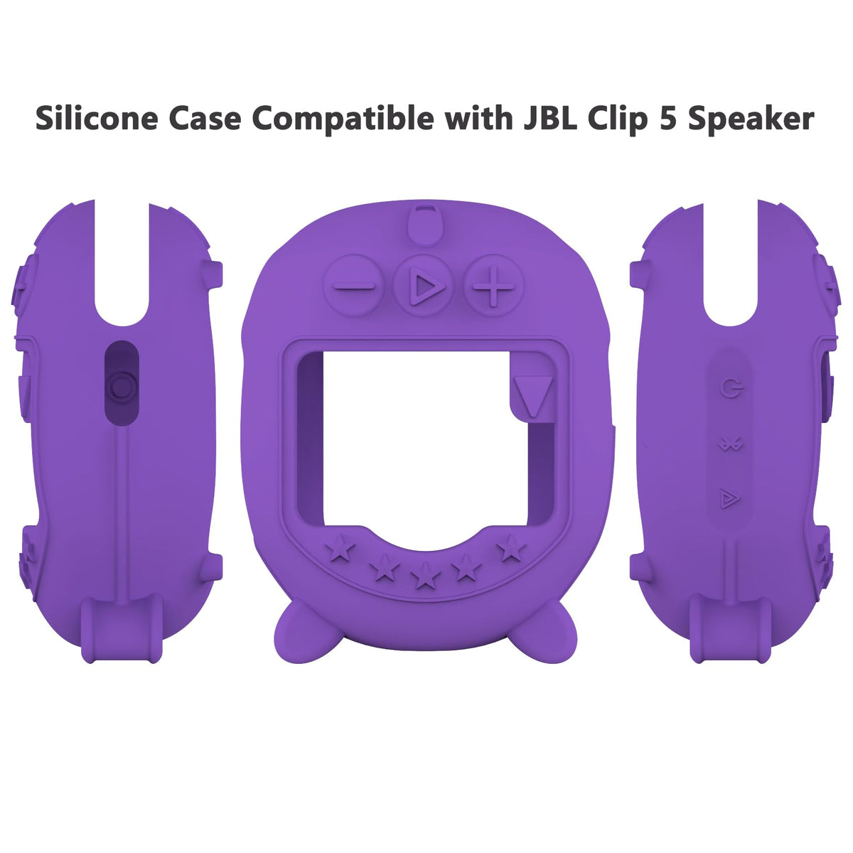 XEGIMOR JBL Clip 5 silicone cover with stand feet in purple for upright placement