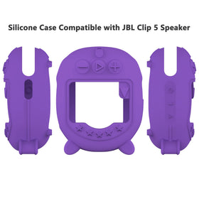 XEGIMOR JBL Clip 5 silicone cover with stand feet in purple for upright placement