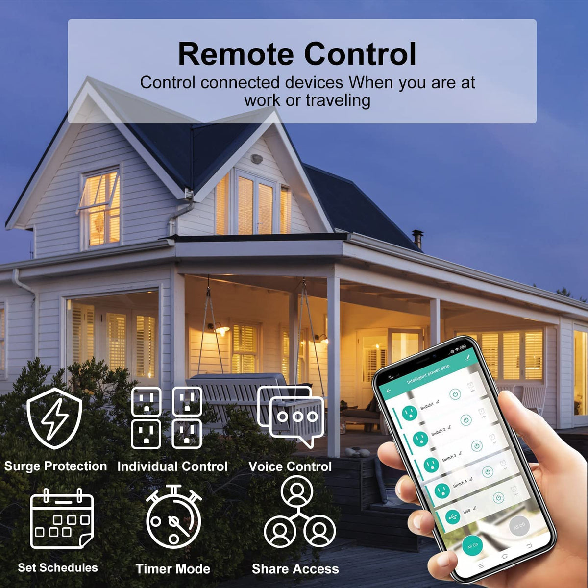 XENON mobile app control screen with remote outlet management benefits