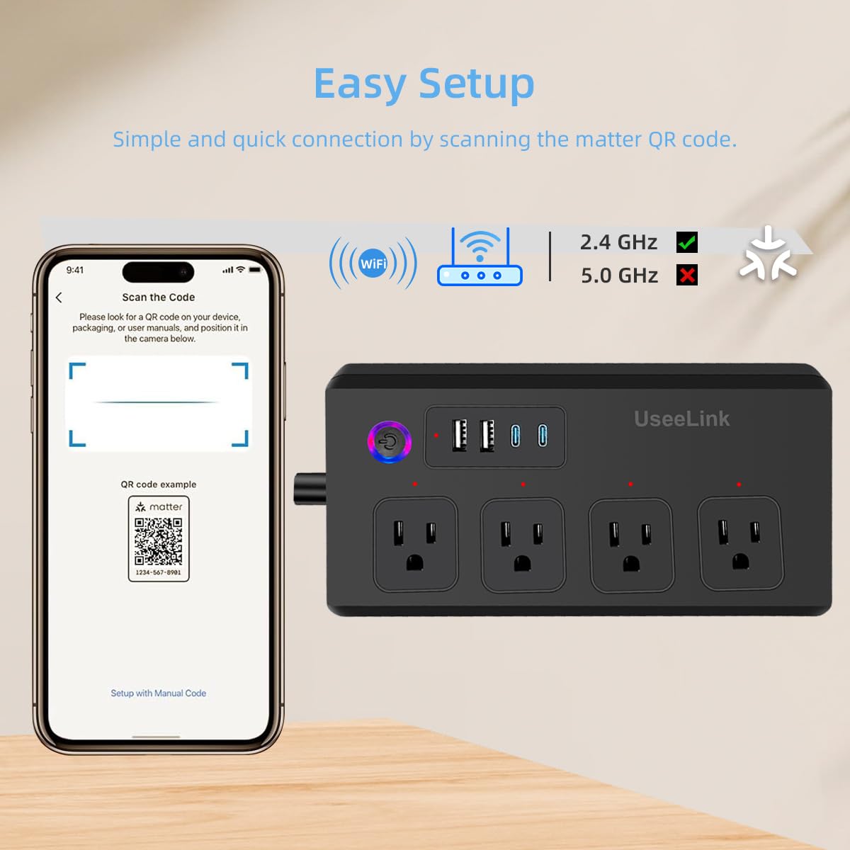 XENON power strip under desk powering monitor and lamp to simplify a home office setup