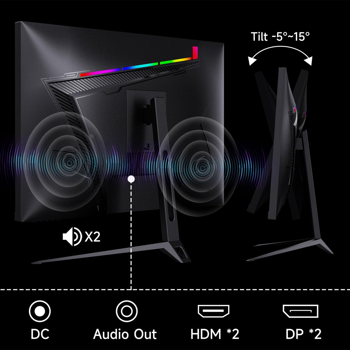 XGaming multiple HDMI/DP ports enable easy peripheral setup.