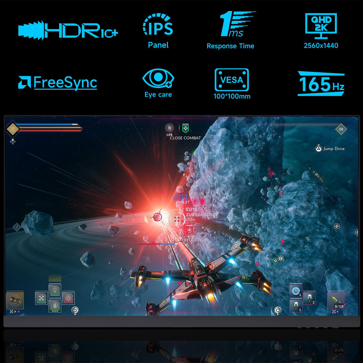 XGaming QHD 2560x1440 resolution for crisp text and vibrant colors.