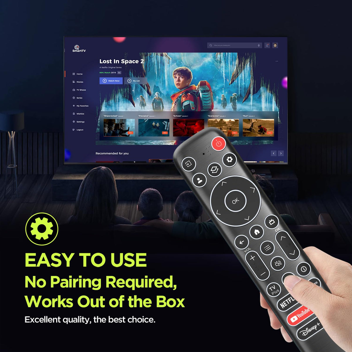 XGBFH remote in living room illustrating TV control convenience benefit