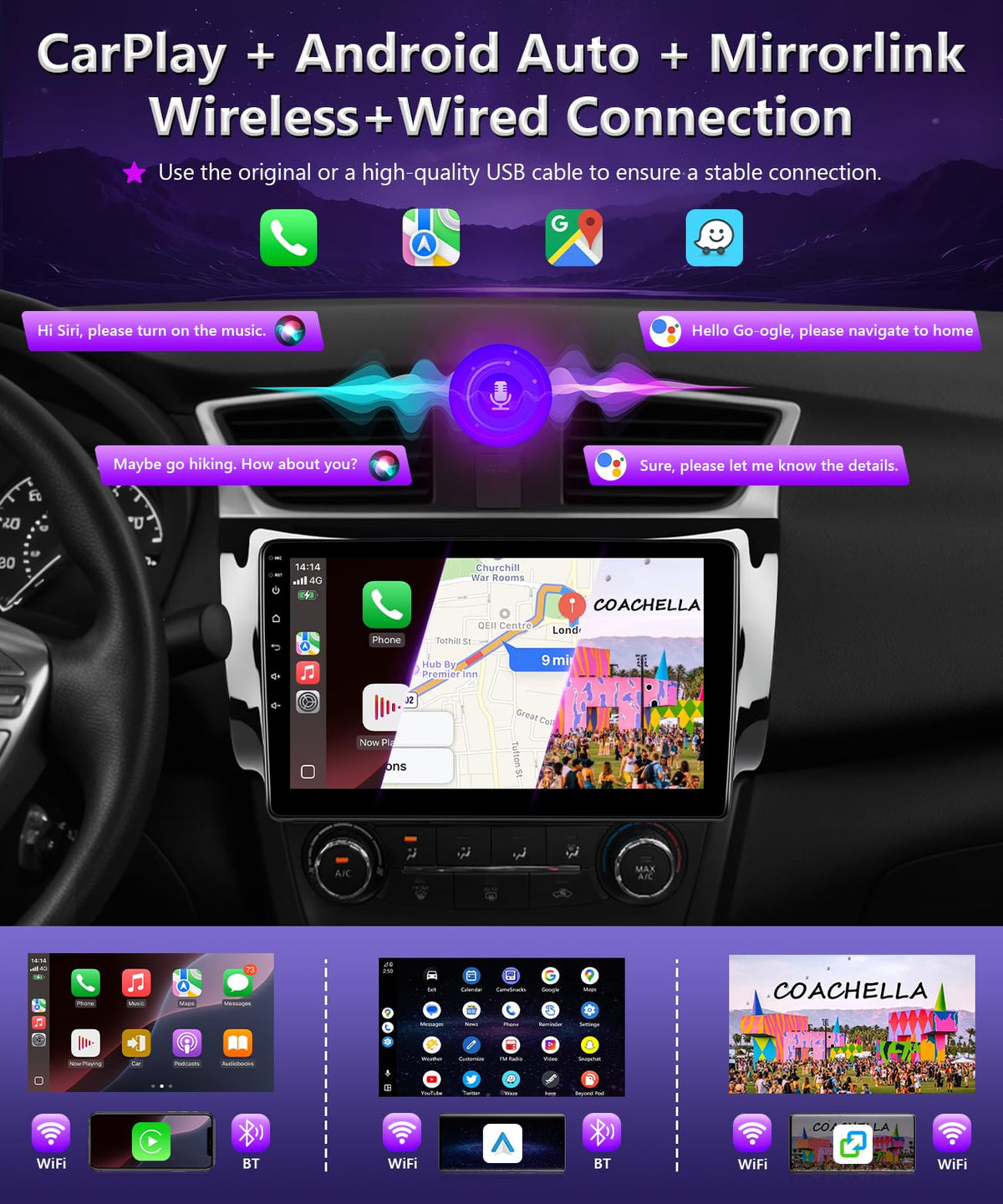 XGU 10.1-inch IPS screen delivers sharp visuals and navigation.