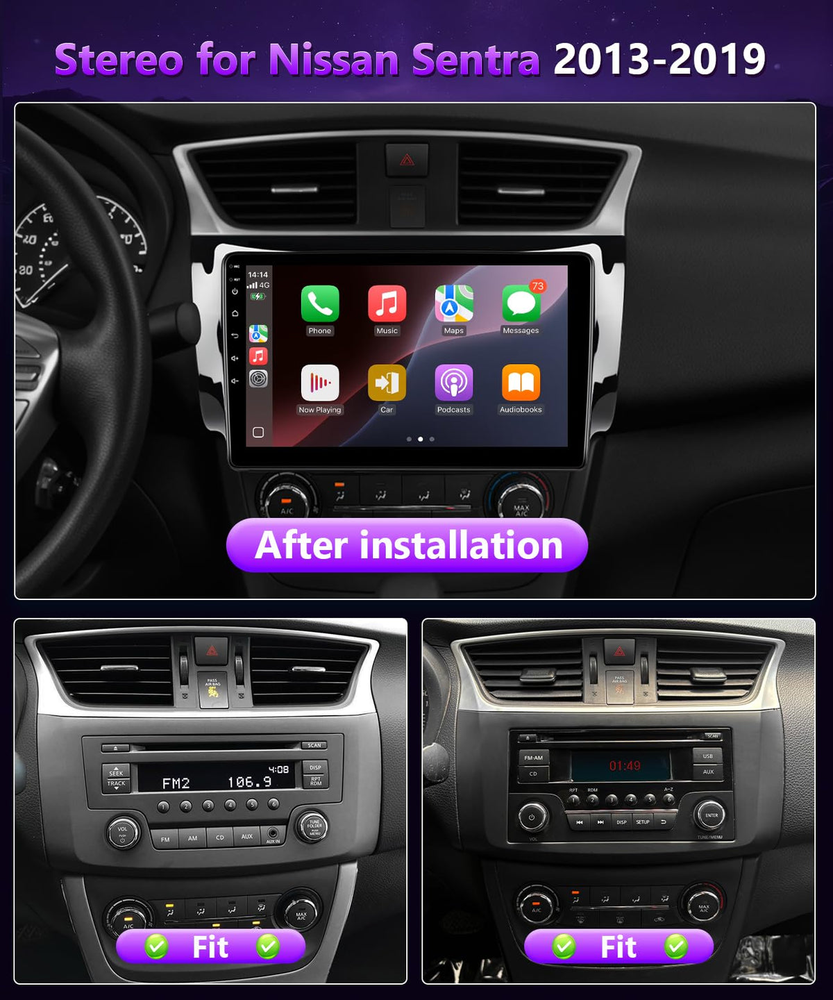 XGU wireless CarPlay and Android Auto on 10.1-inch screen.