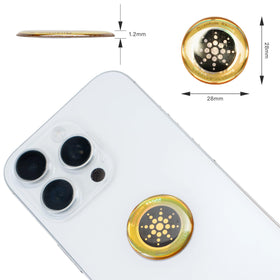 XH-carpet sticker on phone placed near camera demonstrating easy application benefit