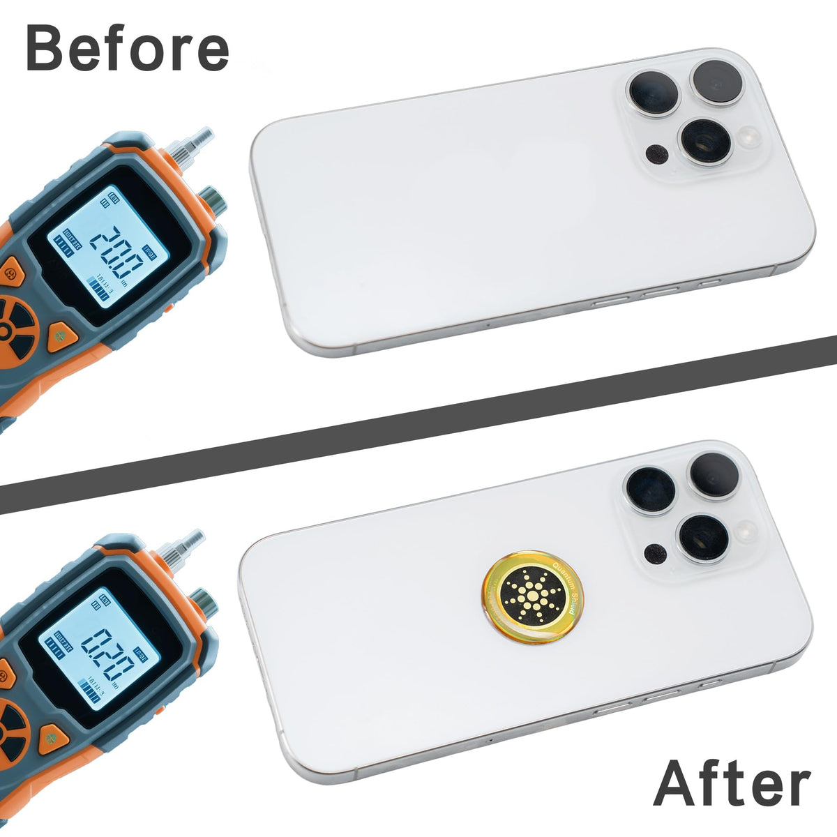 XH-carpet beside a coin size comparison showing compact portable benefit