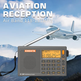 XHDATA R108 built-in speaker delivering clear stereo sound for news and music.