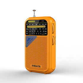 XHDATA D221 pocket-size radio with NOAA alerts for on-the-go weather updates.
