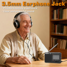 XHDATA D-328 headphone jack enables private listening.