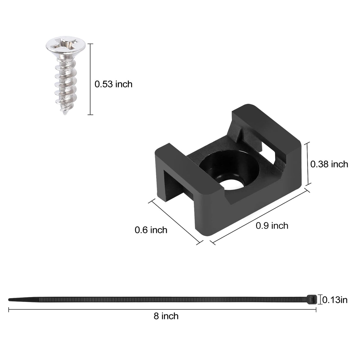 XHF 8-inch cable ties ready for quick mounting and organization