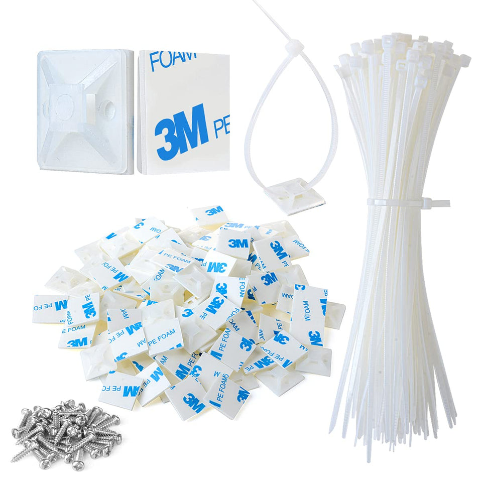 XHF adhesive zip tie mounts pack ready for secure cable organization