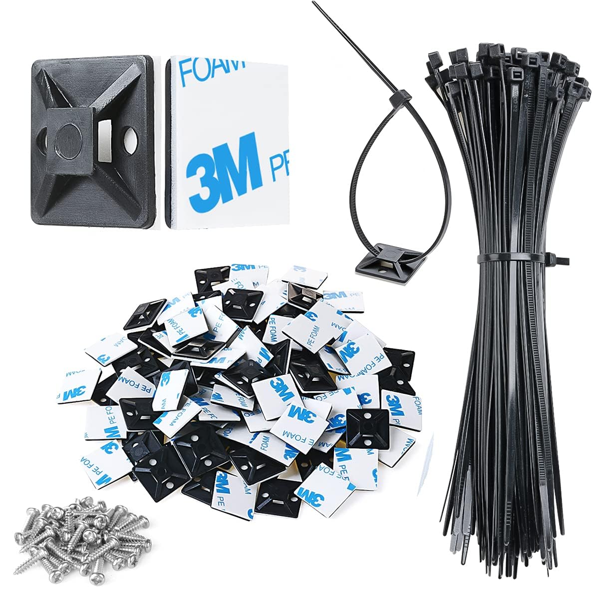 XHF back-glue zip tie mounts secure cables on clean surfaces