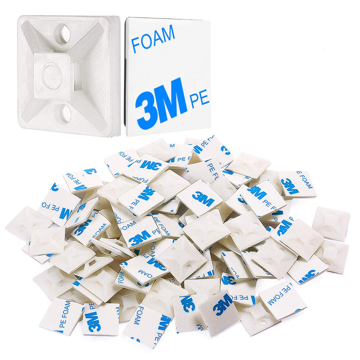 XHF pack showing 500 adhesive zip tie mounts for bulk organization