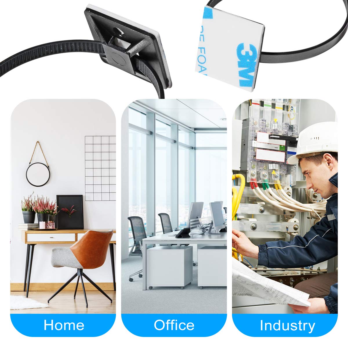 XHF mount next to 3/4 inch zip tie showing size compatibility benefit