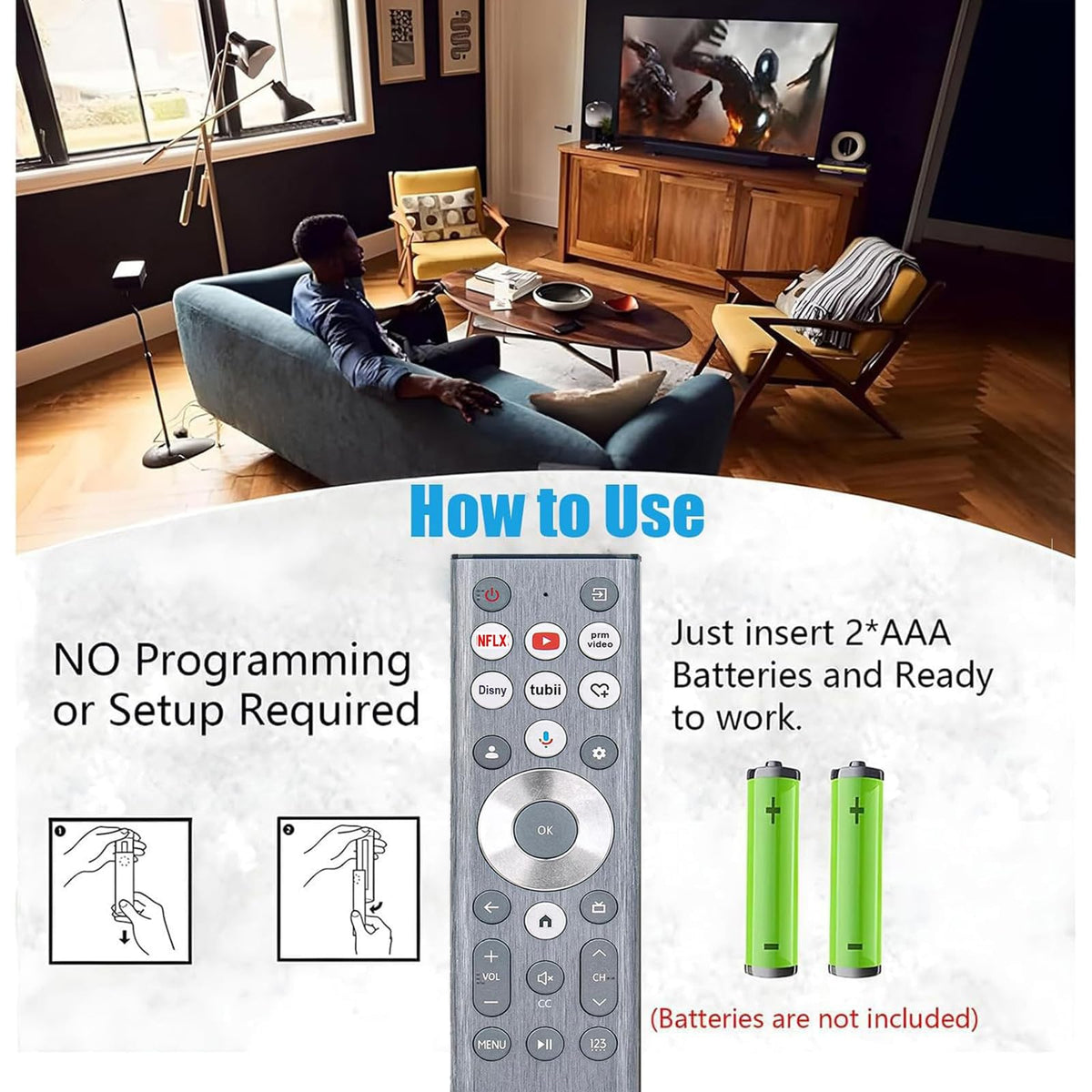 Xiaodib ERF6A80 in use with a Hisense TV demonstrating instant control