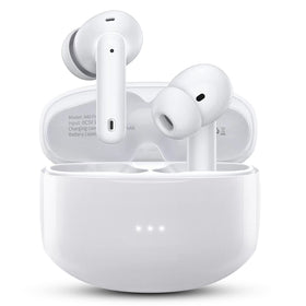 XIAOWTEK A40 Pro case open with earbuds ready for quick pairing and setup.