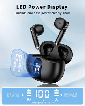 XIAOWTEK LED display on charging case showing battery levels for quick monitoring
