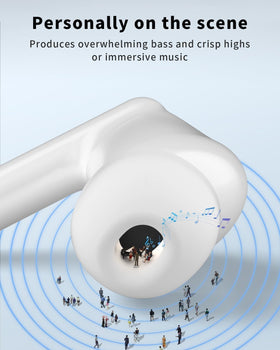 XIAOWTEK S66 earbuds with water splash illustrating IPX7 sweat resistance