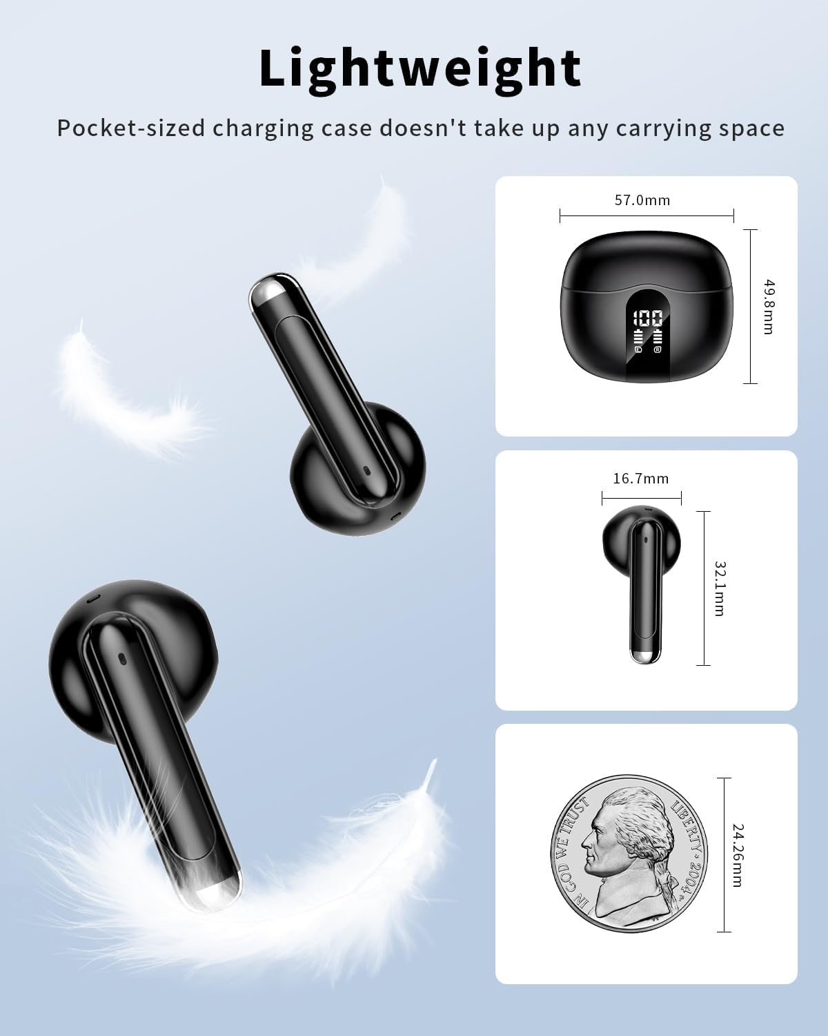 XIAOWTEK earbuds with water splash illustrating IPX7 protection for active use