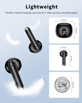 XIAOWTEK earbuds with water splash illustrating IPX7 protection for active use