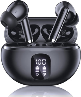 XIAOWTEK wireless earbuds case with LED display showing battery level for easy charging