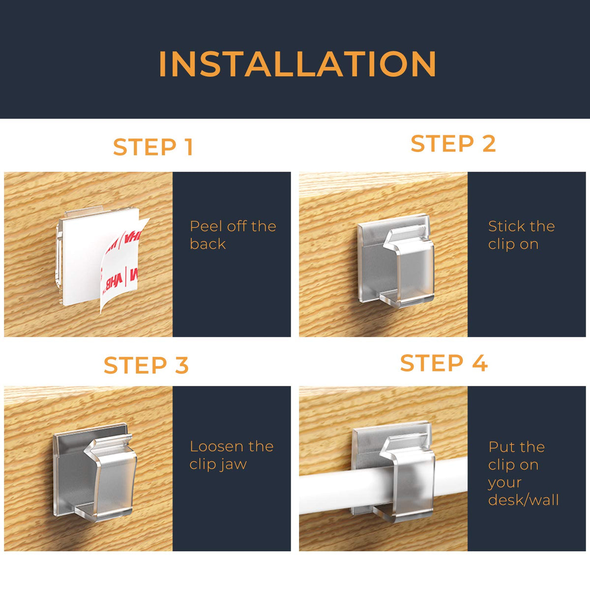 XIAOXI clips mounted behind TV organizing cables neatly and reducing clutter