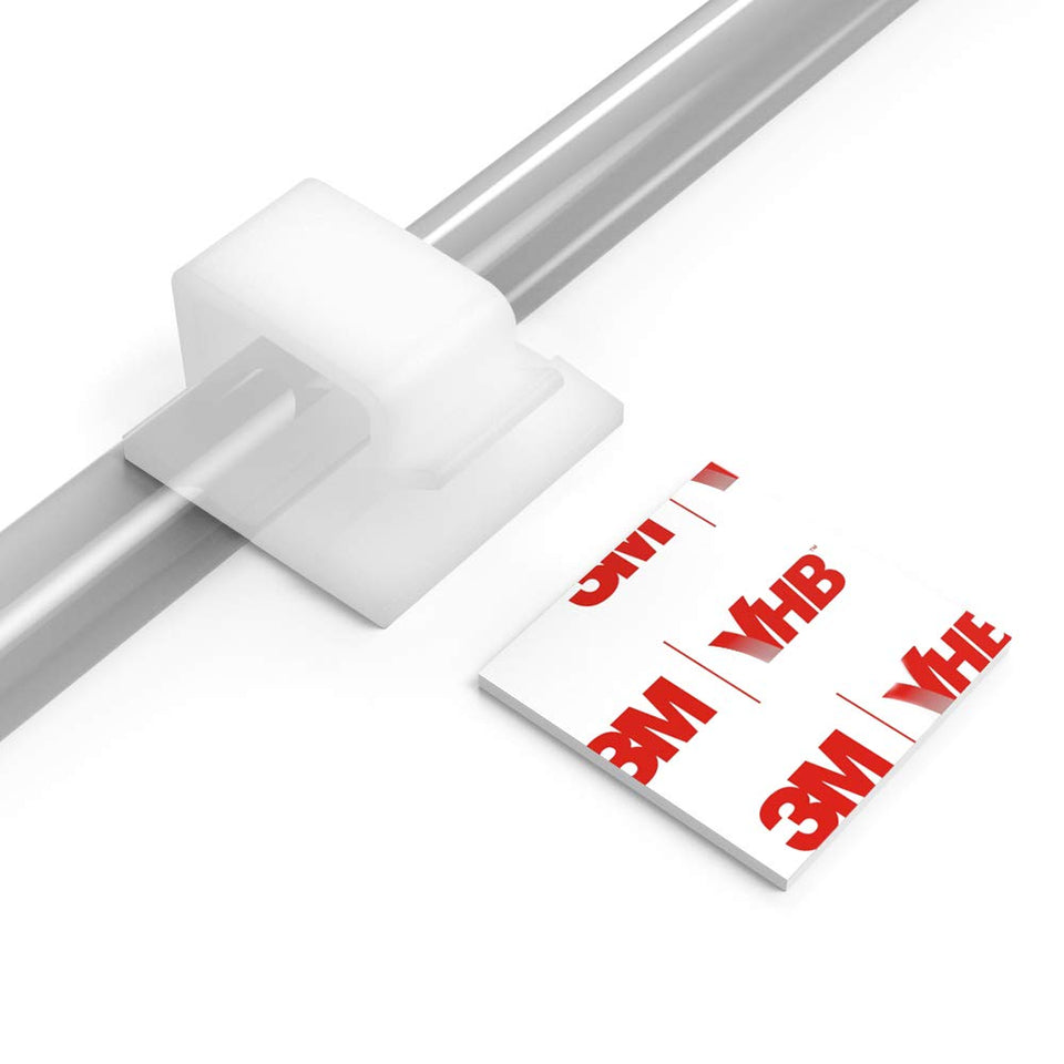 XIAOXI R Shape cable clip close-up in white showing strong adhesive hold