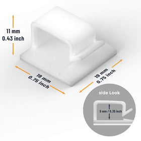 XIAOXI R Shape clip attached to wall demonstrating adhesive setup for tidy cords