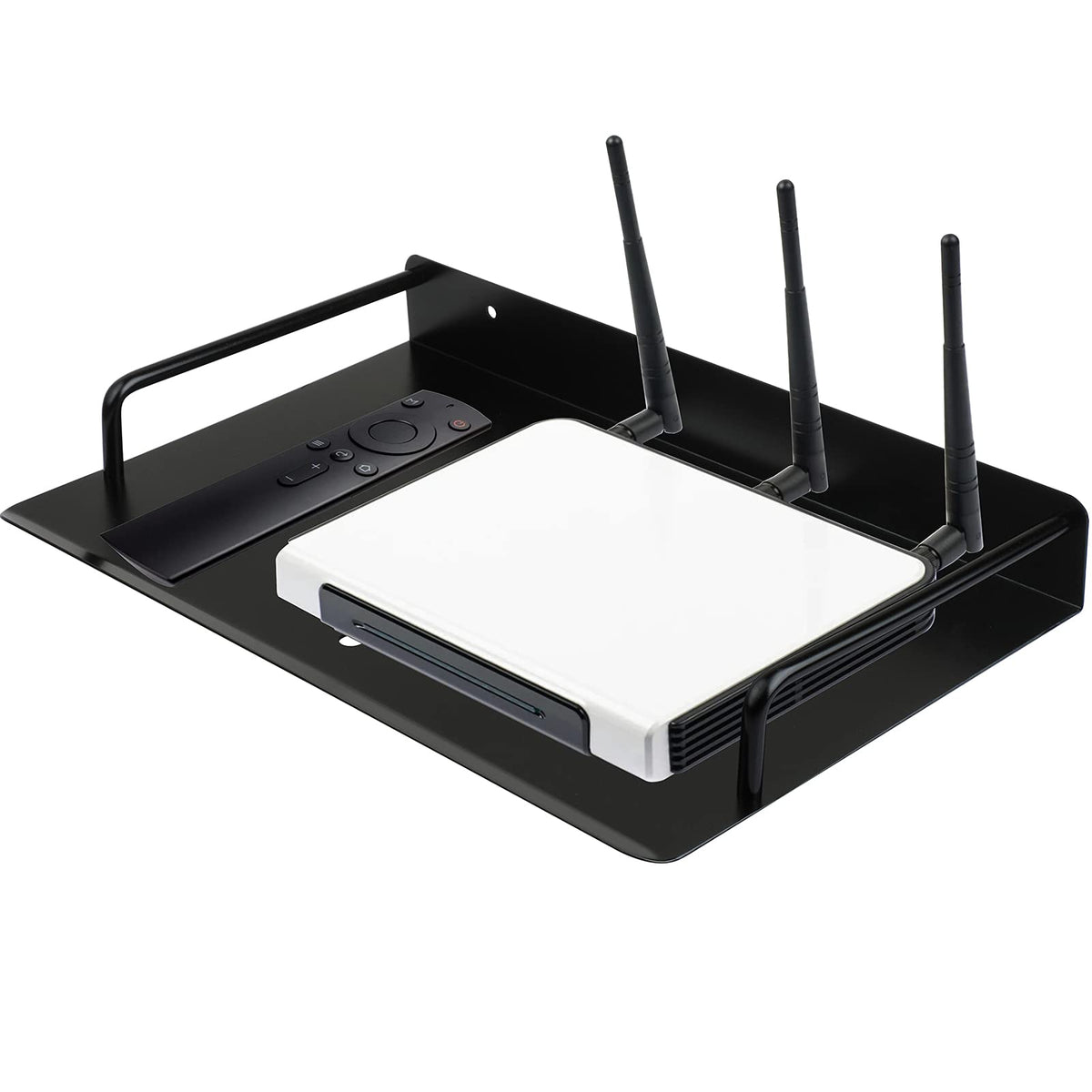 Xiboya textile mounted under TV holding router and box for tidy setup benefit