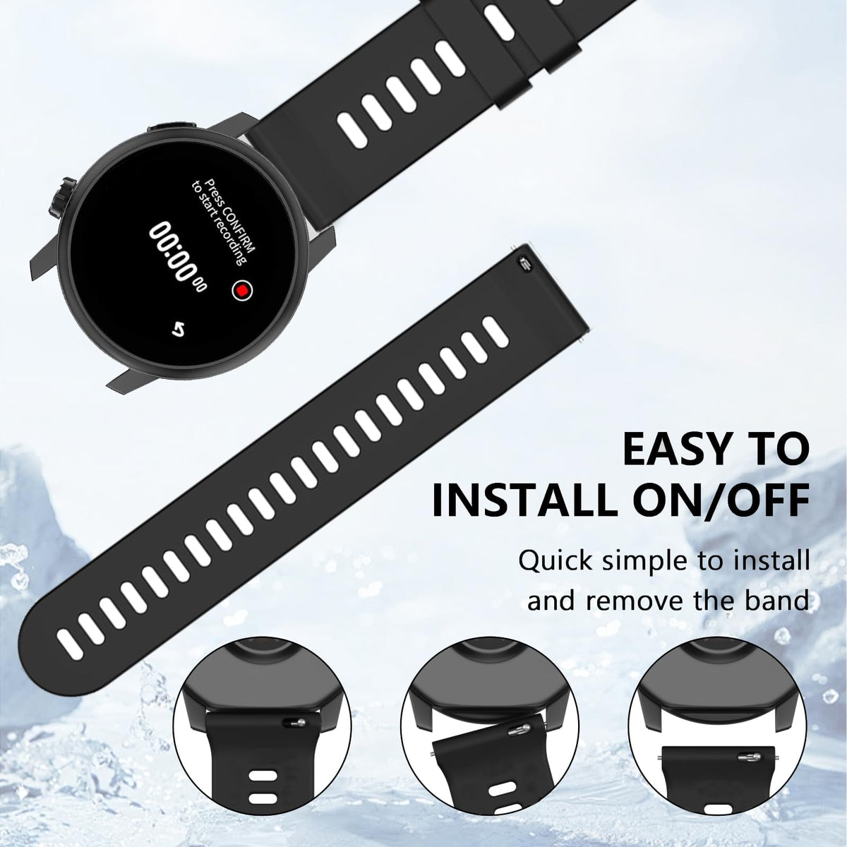 Stainless steel silver buckle on XIDESSEN band adds a polished finish.
