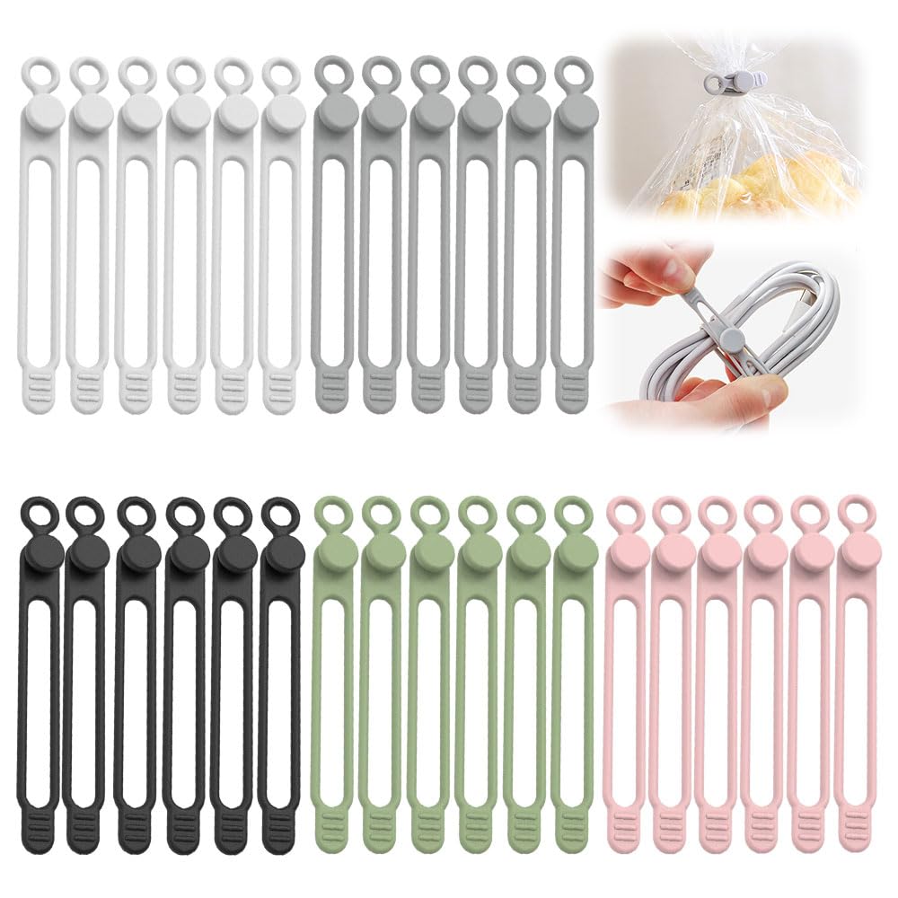 XieJY silicone cable ties for soft, flexible desk cord organization