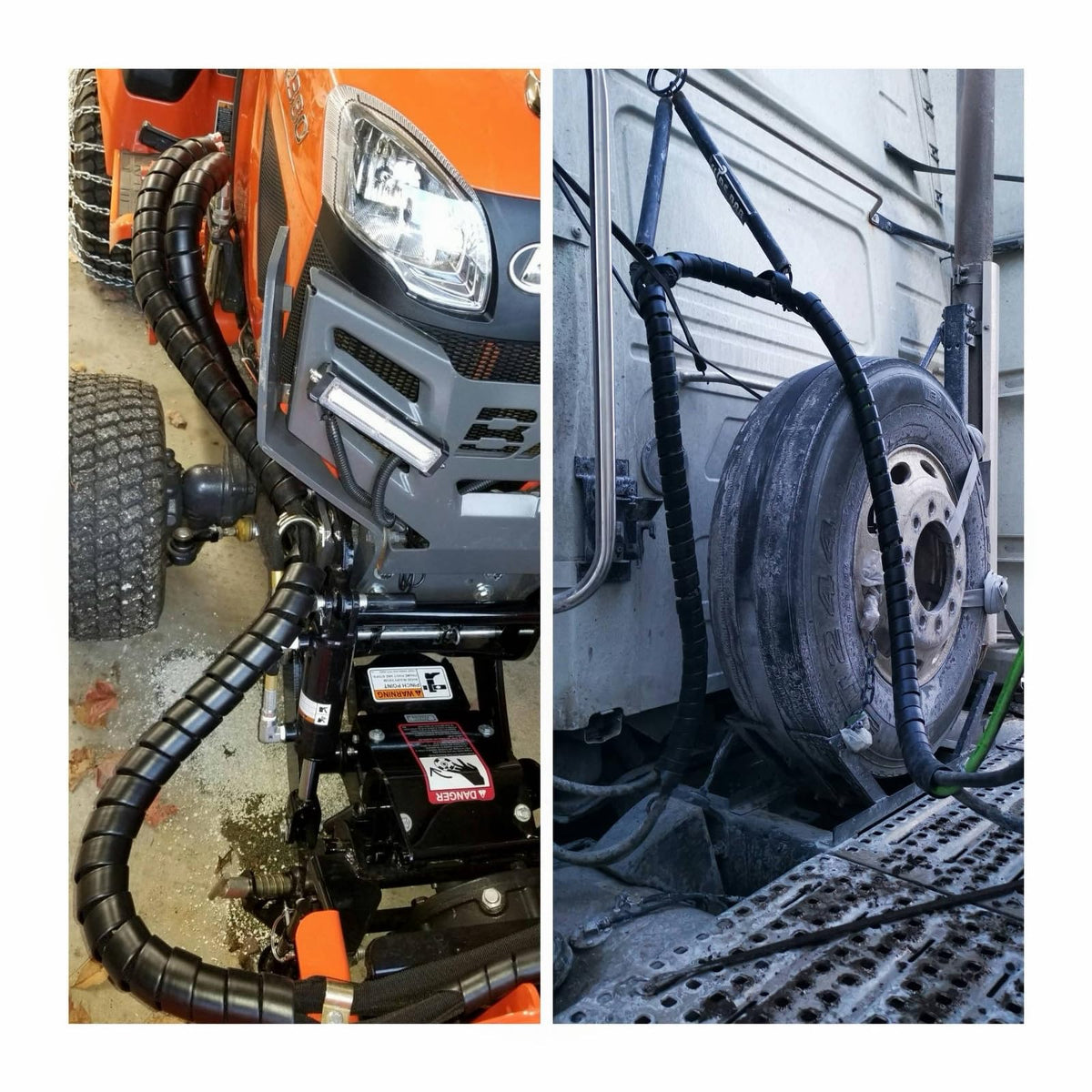 XIENLIU applied on construction vehicle hoses demonstrating heavy-duty field protection