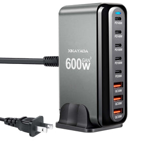 XIKAYADA front view showing eight ports and compact design, saves space