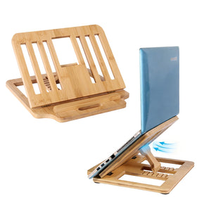 XIKEMADI bamboo foldable laptop stand shows portable stability for on-the-go desks.