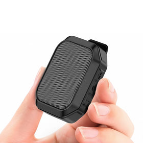 Xinborry wearable speaker clipped to a backpack for hands-free outdoor listening.
