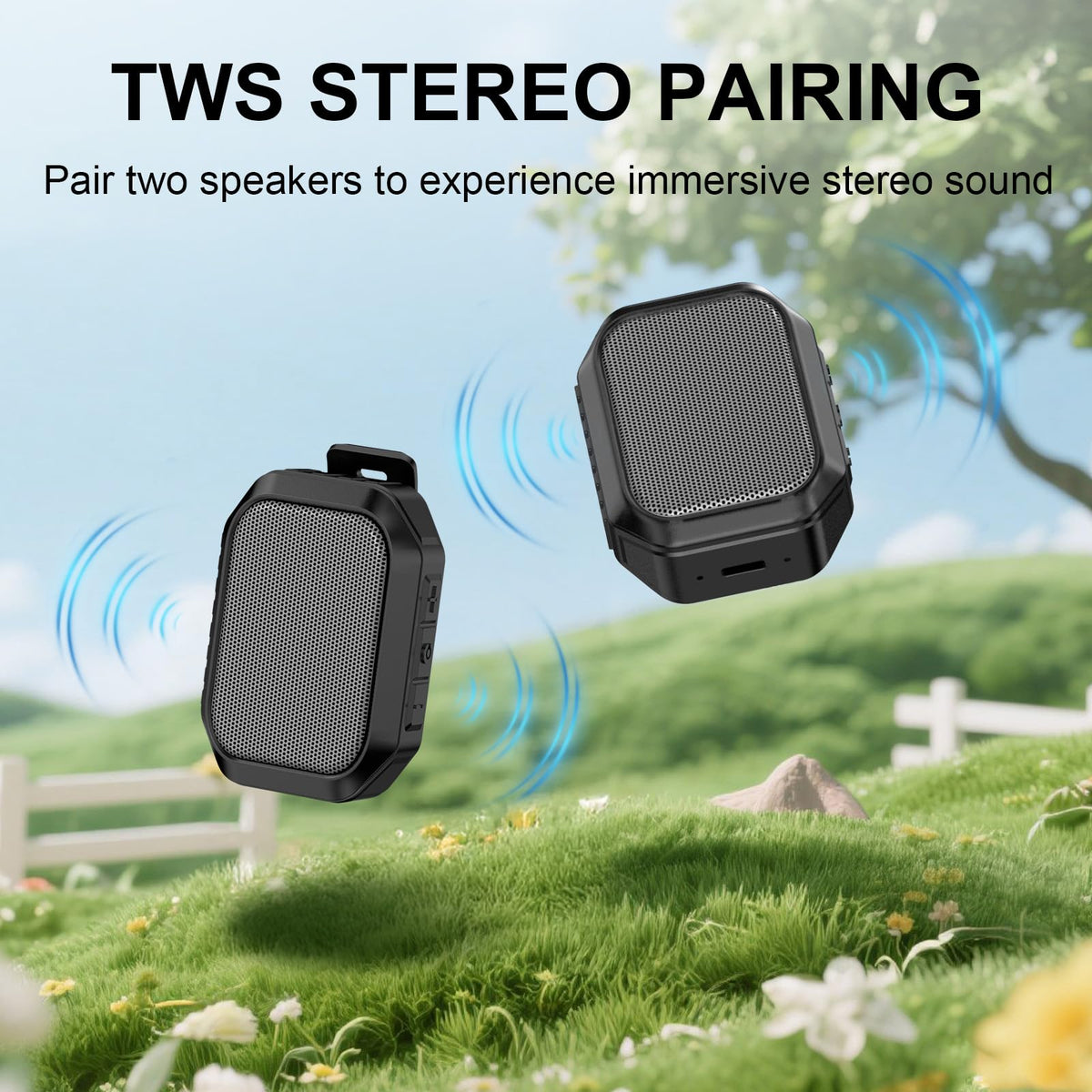 Xinborry IPX7 waterproof speaker withstands rain and splashes during outdoor adventures.
