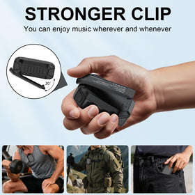 Xinborry wearable speaker with a lanyard ready for wrist or gear attachment.