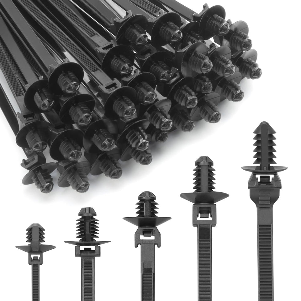 XINGO push mount zip ties Type A fixing cables to a wall for organized routing
