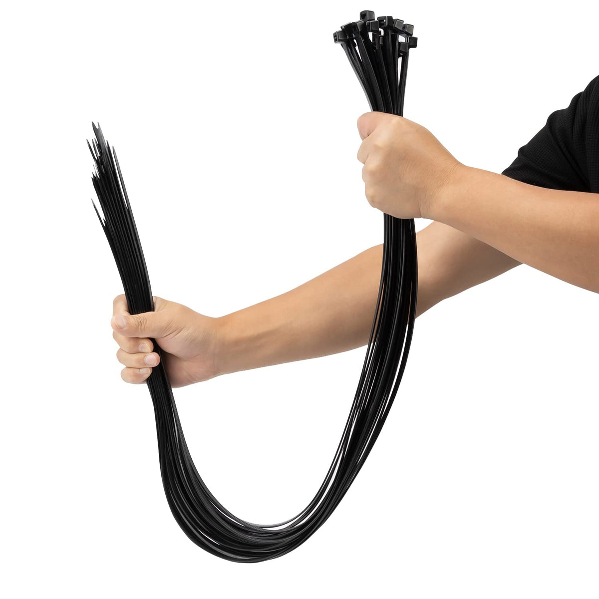 XINGO 36-inch zip tie pack neatly bundles cables for organized setup.