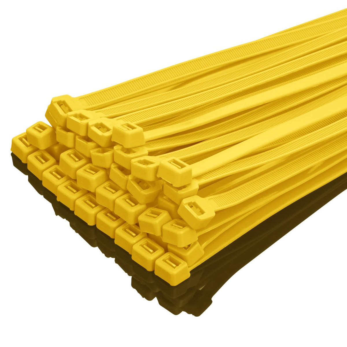 XINGO 10-inch yellow zip ties pack for quick organization and reliable cable management.