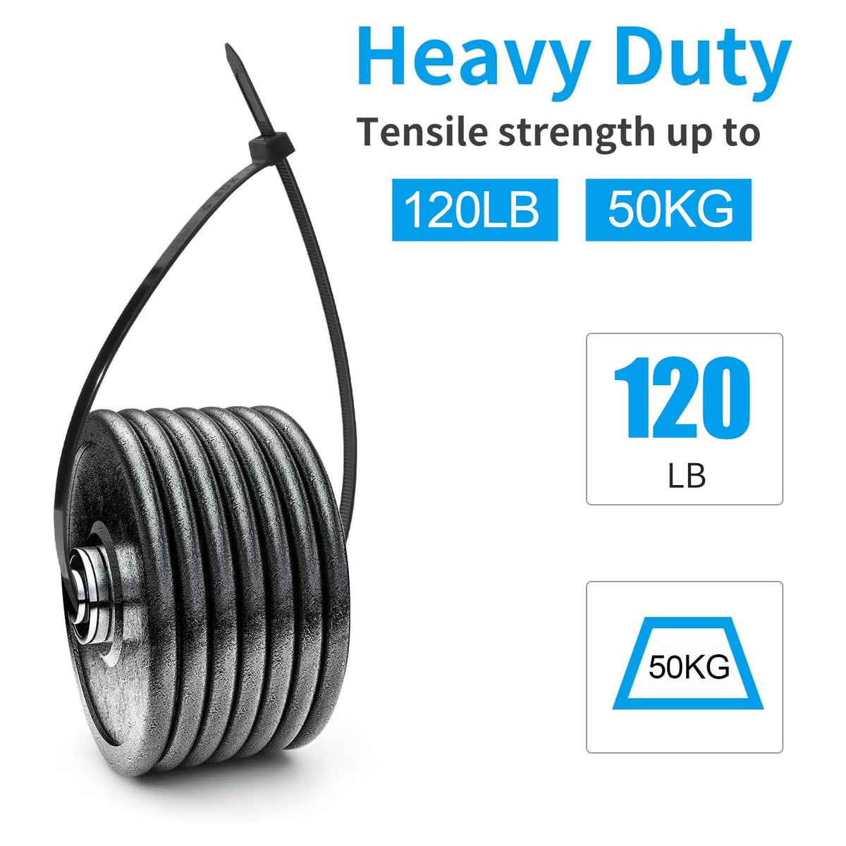 XINGO zip tie with 120 LBS tensile strength for strong binding