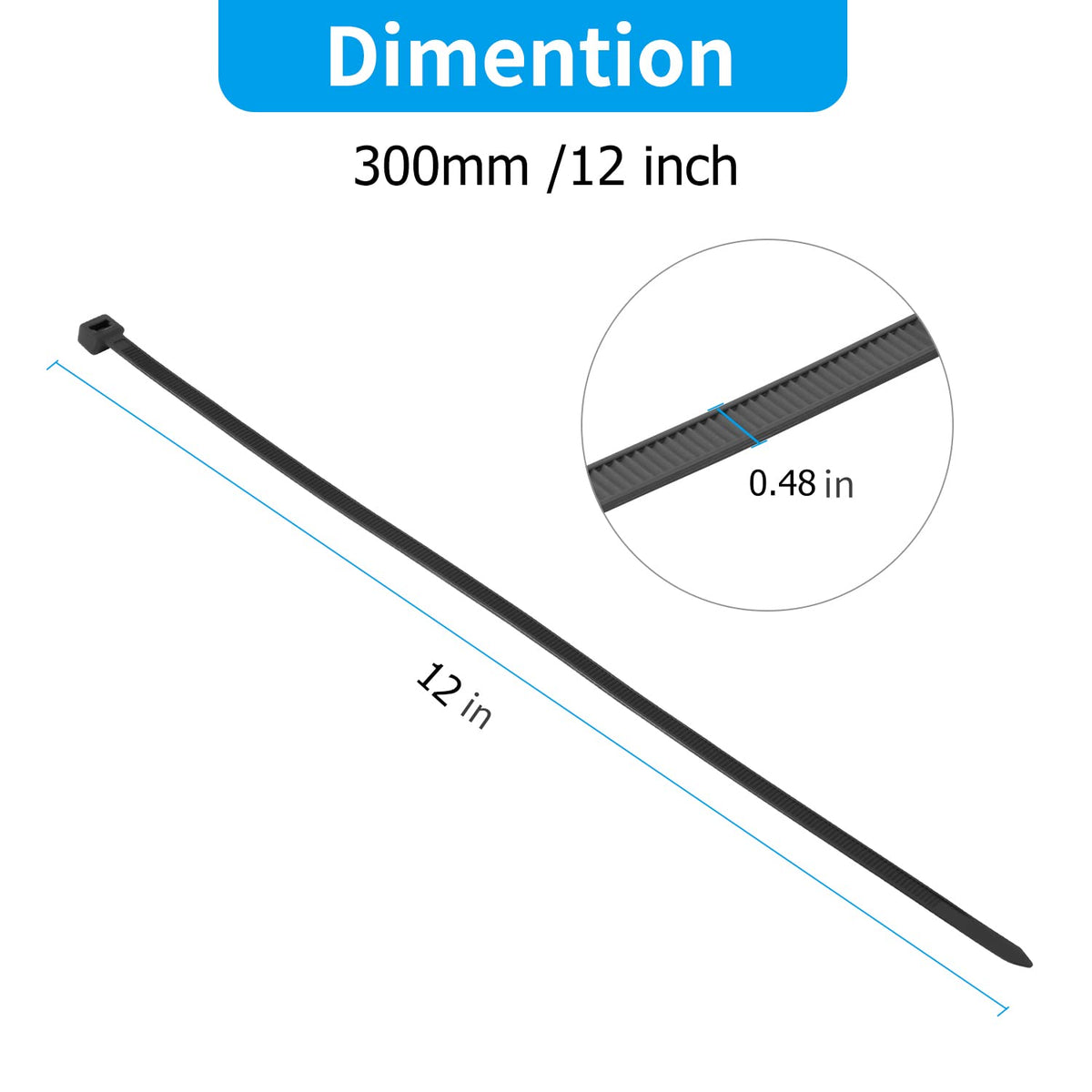 XINGO 12mm wide zip tie ideal for large bundles and heavy loads.