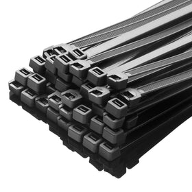 XINGO 14 inch black zip tie pack for cable organization indoors and outdoors.