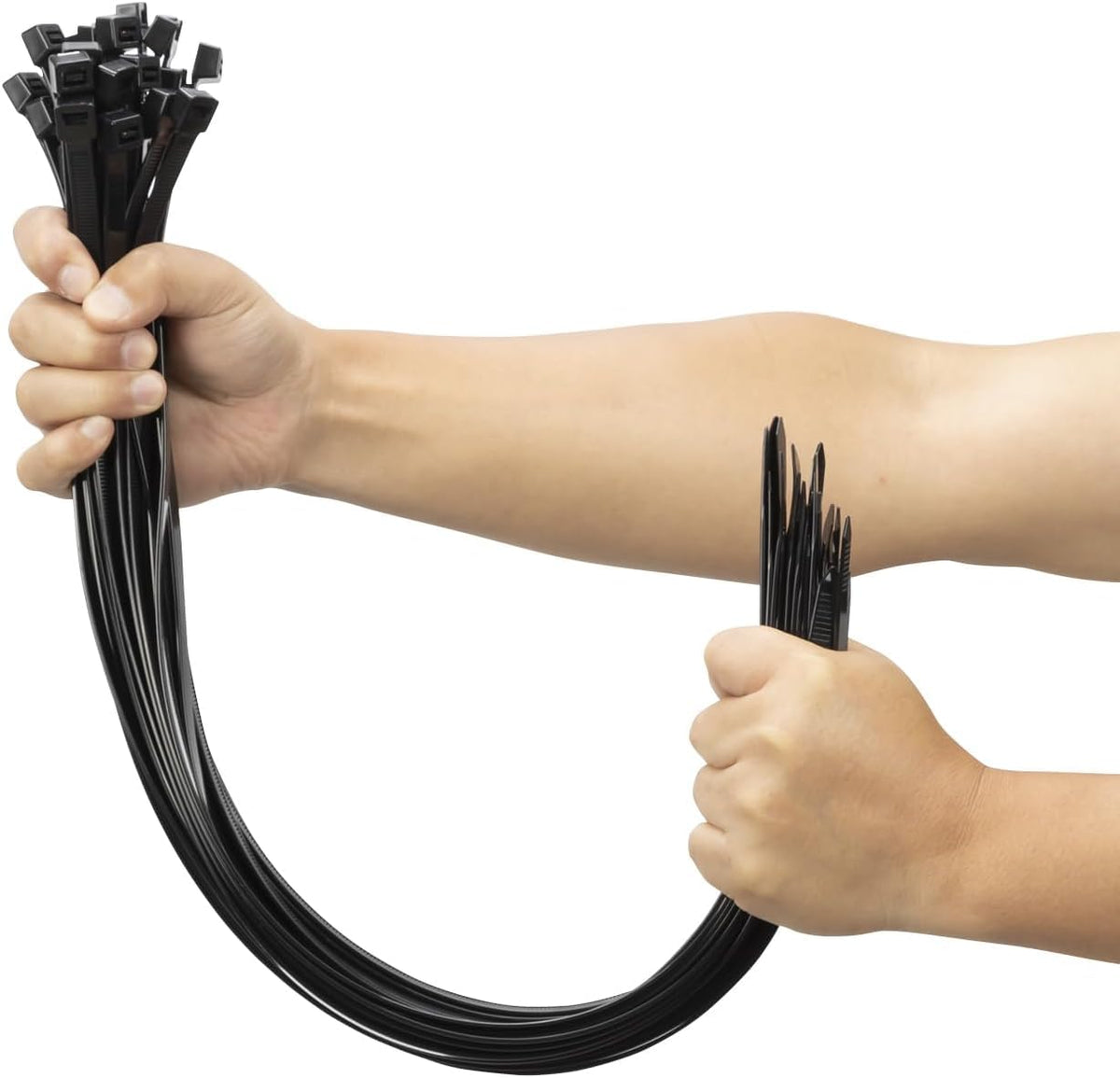 XINGO 24-inch black zip tie front view for heavy-duty binding