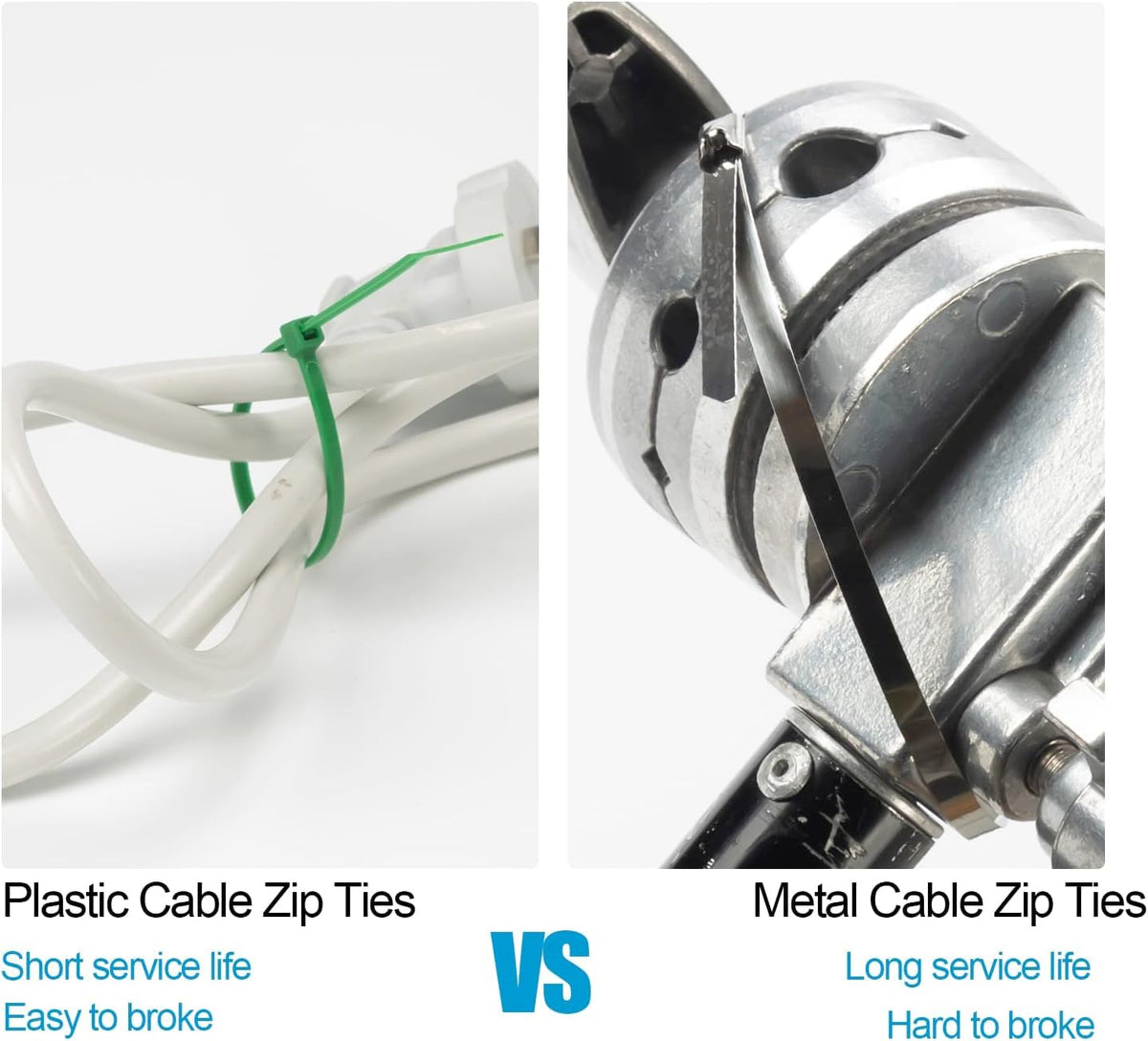 XINGO 300lbs tensile strength zip ties for heavy-duty jobs.