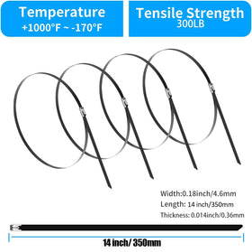 XINGO 304 stainless steel zip tie designed for rust resistance and outdoor use.