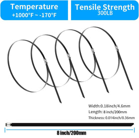 XINGO 304 stainless steel zip ties offer corrosion resistance for outdoor use.
